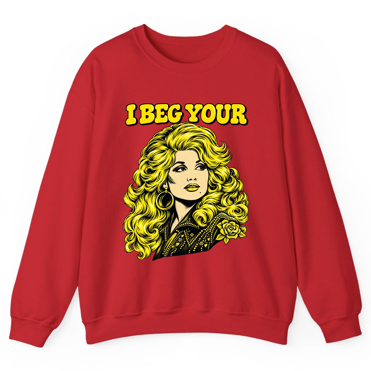 I Beg Your Parton Country Queen Crewneck Sweatshirt - Red