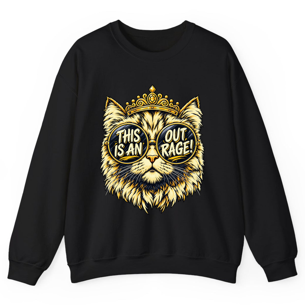 This Is An Outrage Cat Crewneck Sweatshirt - Black