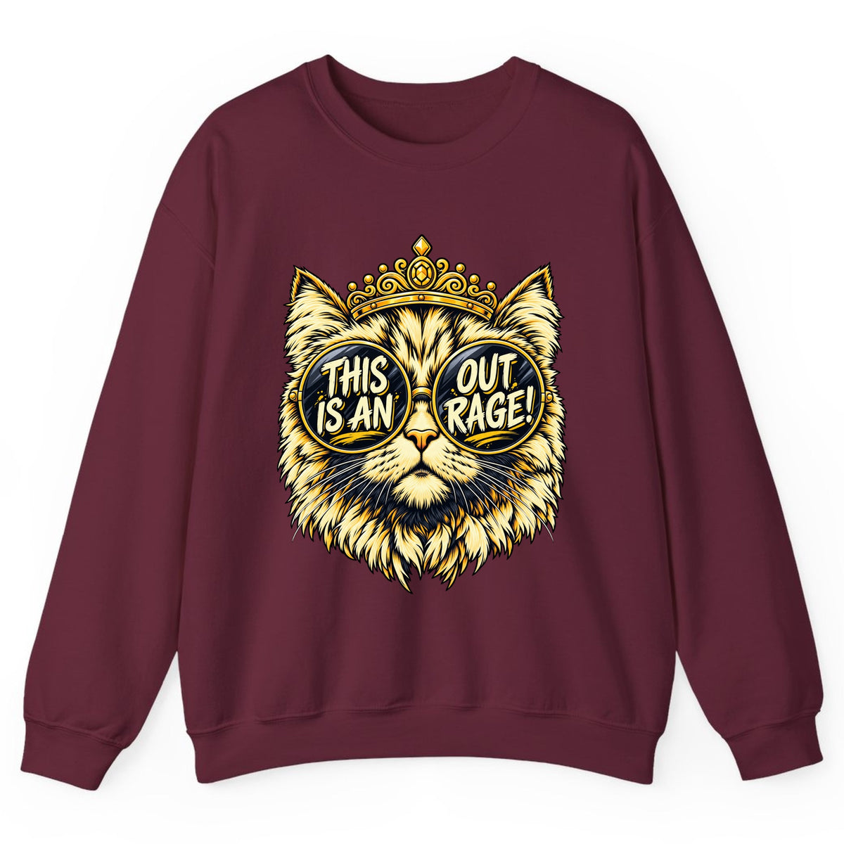 This Is An Outrage Cat Crewneck Sweatshirt - Maroon