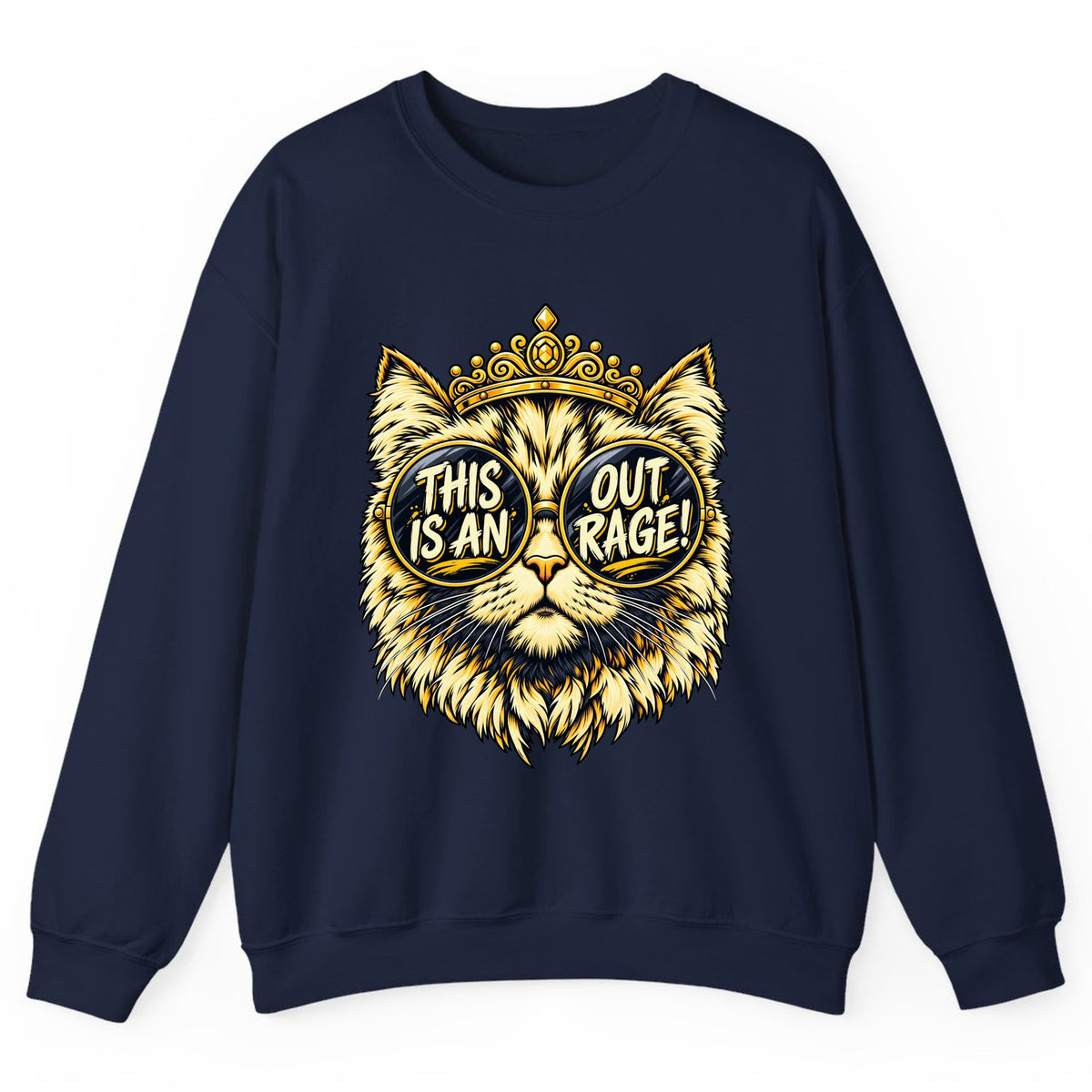 This Is An Outrage Cat Crewneck Sweatshirt - Navy