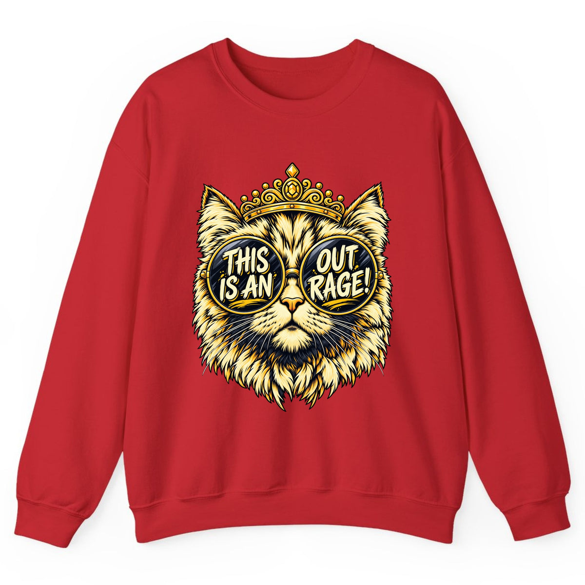 This Is An Outrage Cat Crewneck Sweatshirt - Red