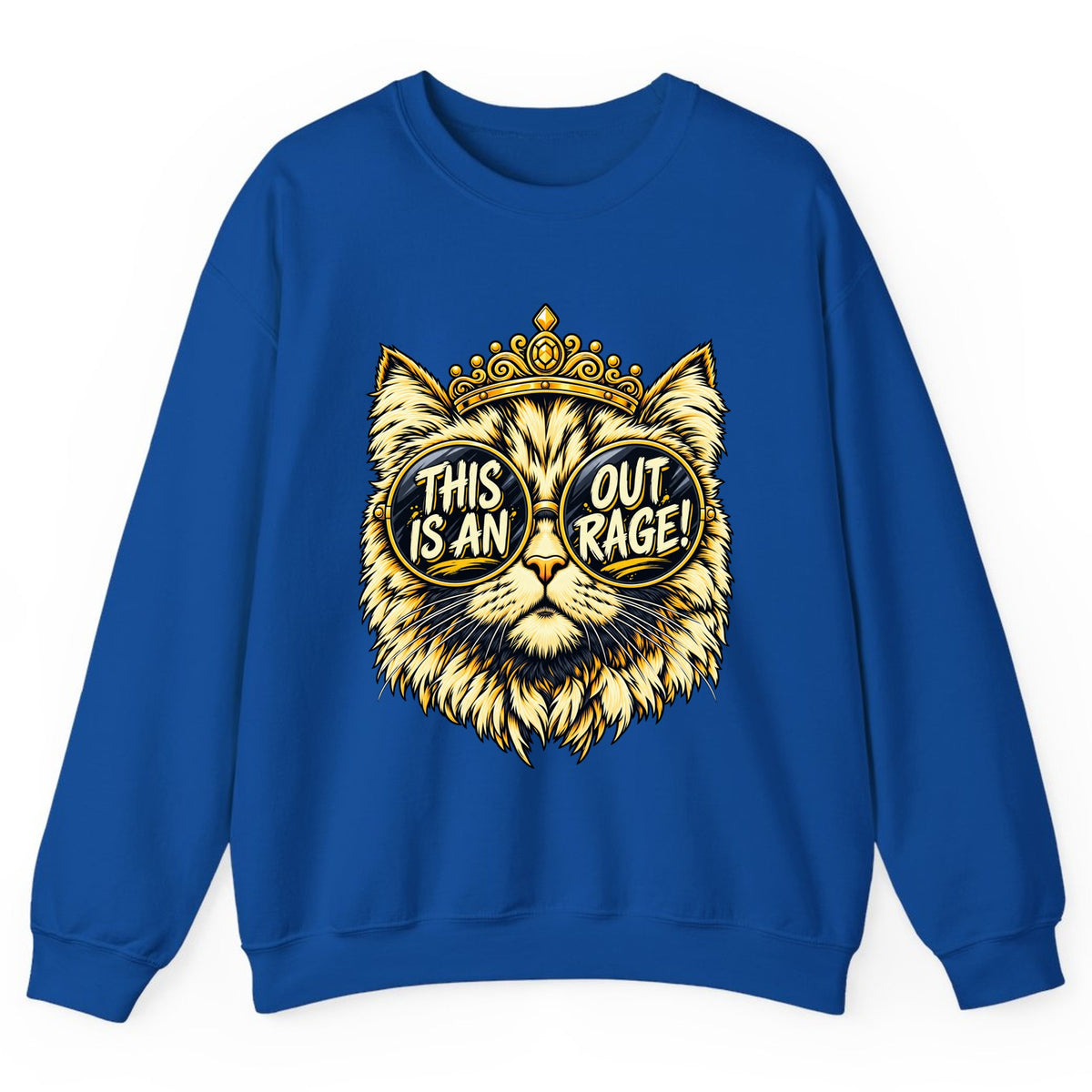 This Is An Outrage Cat Crewneck Sweatshirt - Royal