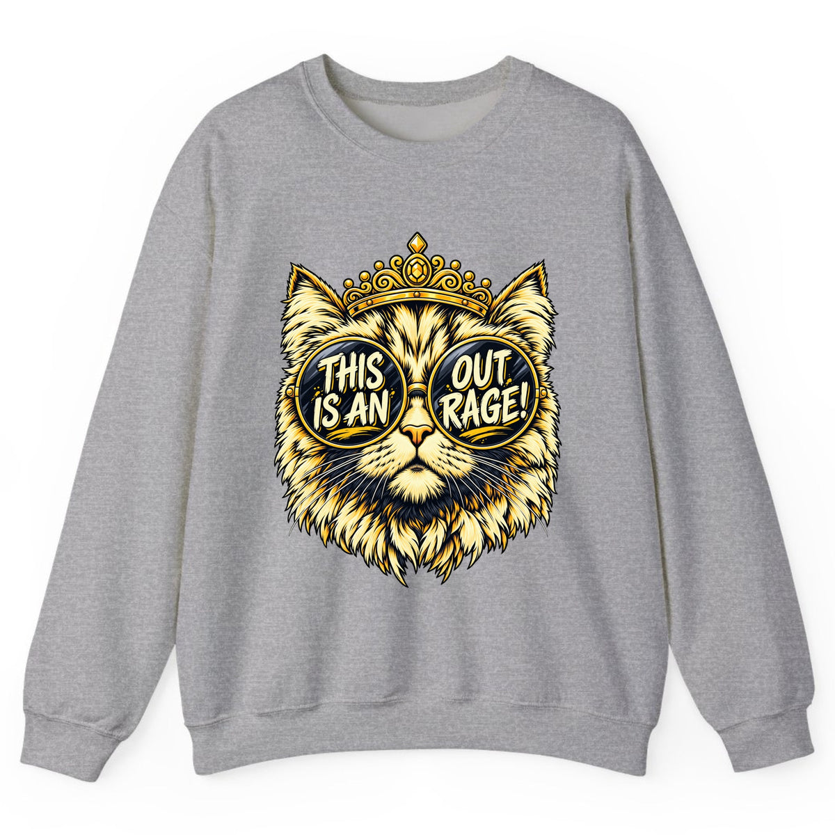 This Is An Outrage Cat Crewneck Sweatshirt - Sport Grey