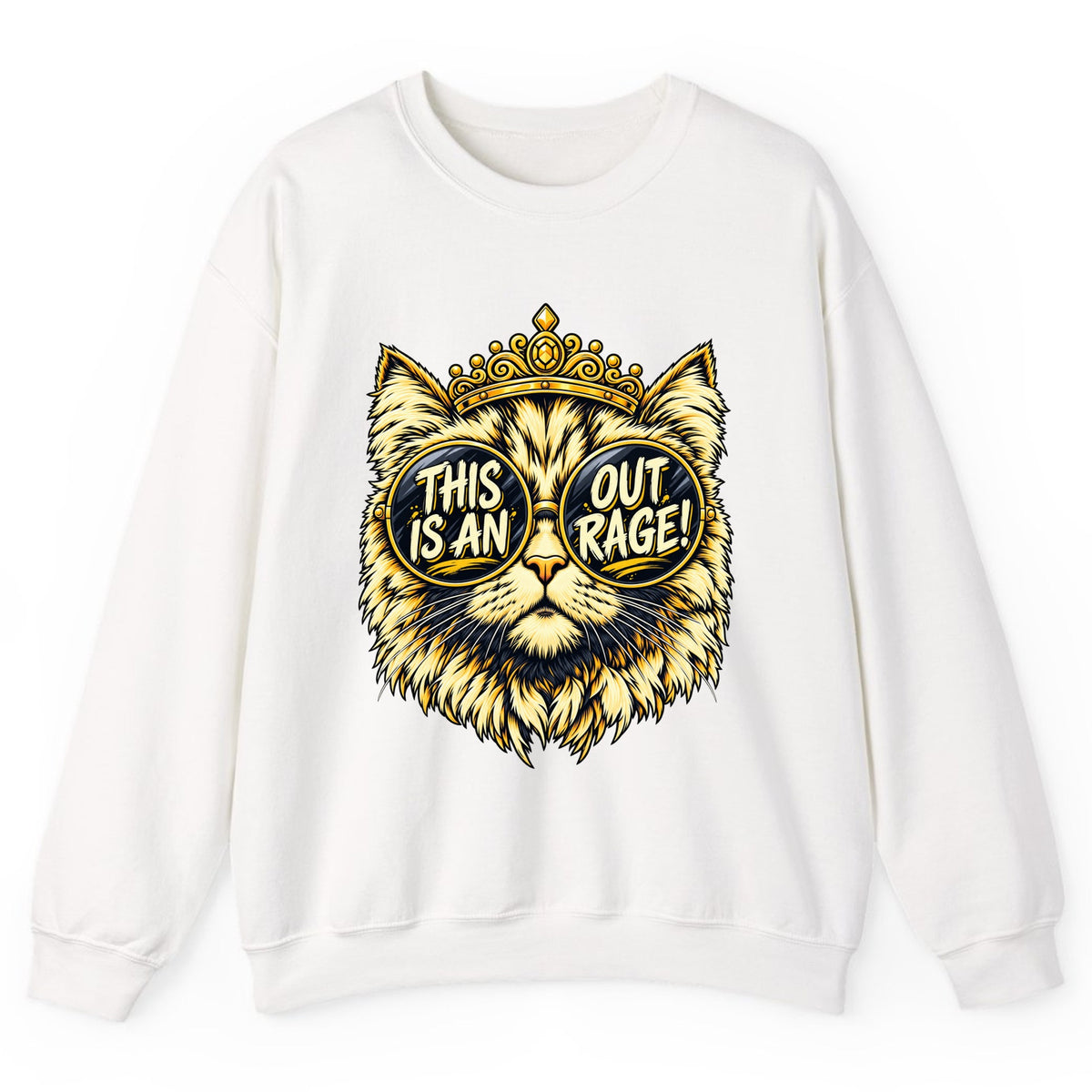This Is An Outrage Cat Crewneck Sweatshirt - White