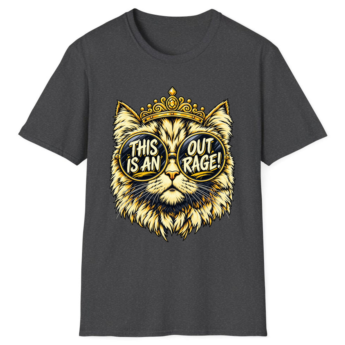 This Is An Outrage Cat Classic Tee - Dark Heather
