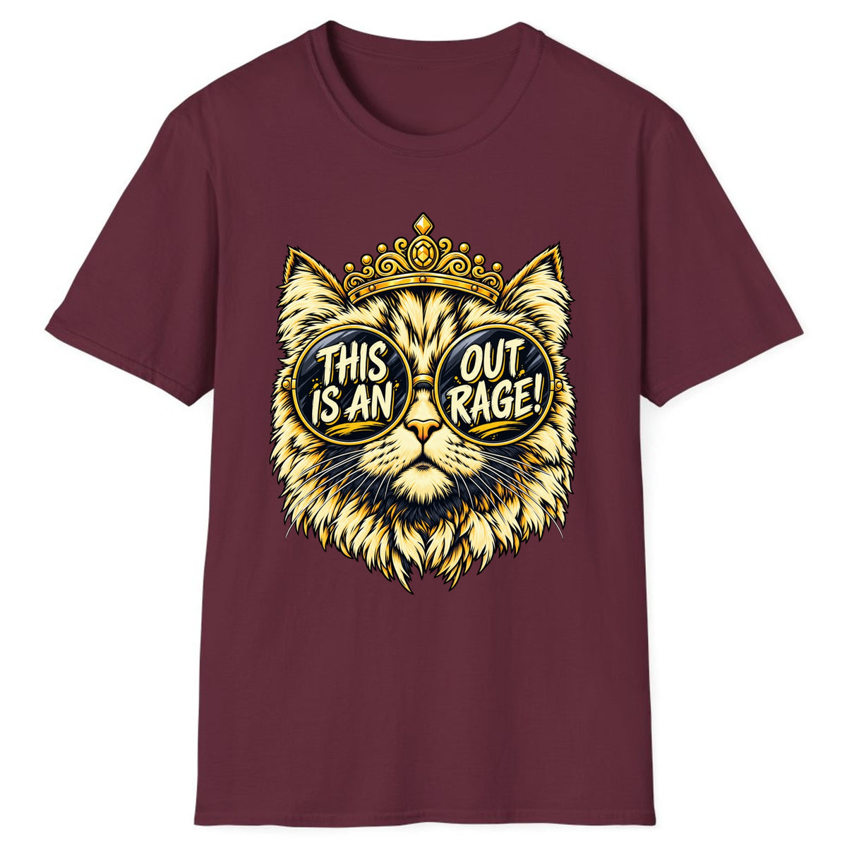 This Is An Outrage Cat Classic Tee - Maroon