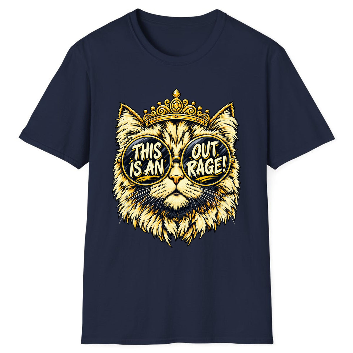 This Is An Outrage Cat Classic Tee - Navy