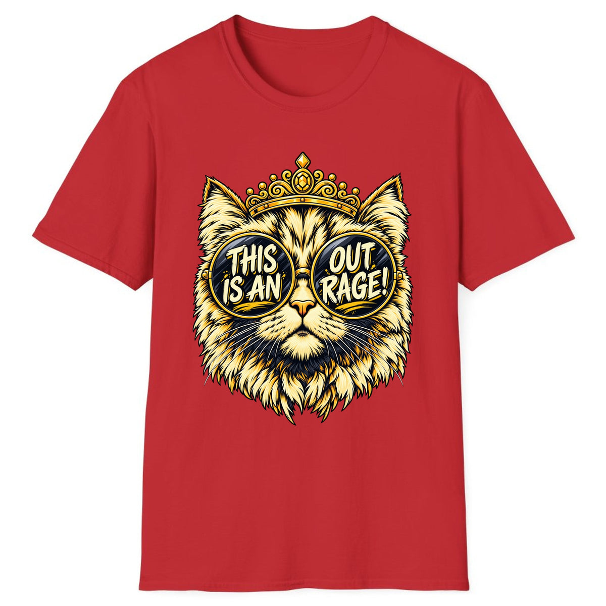 This Is An Outrage Cat Classic Tee - Red