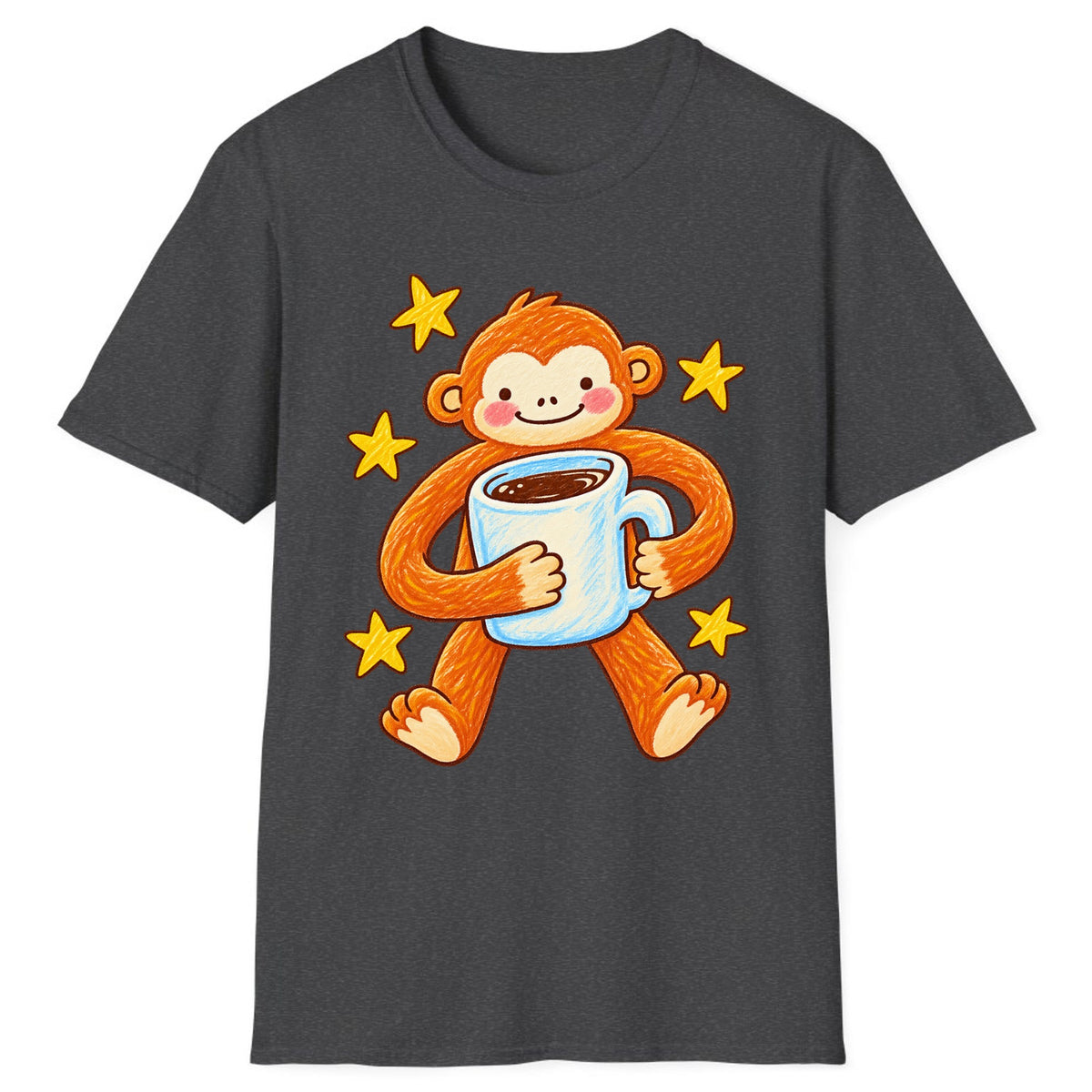 Cute Monkey Coffee Hug Classic Tee - Dark Heather