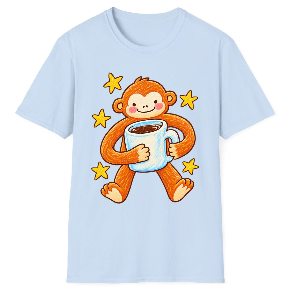Cute Monkey Coffee Hug Classic Tee - Light Blue