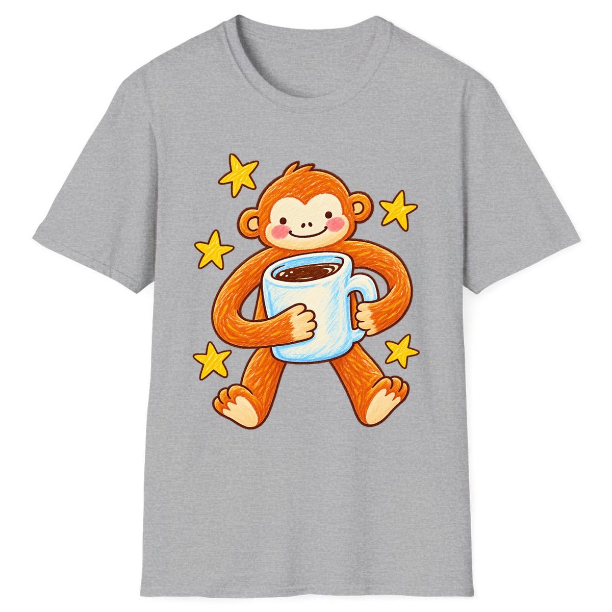 Cute Monkey Coffee Hug Classic Tee - Sport Grey