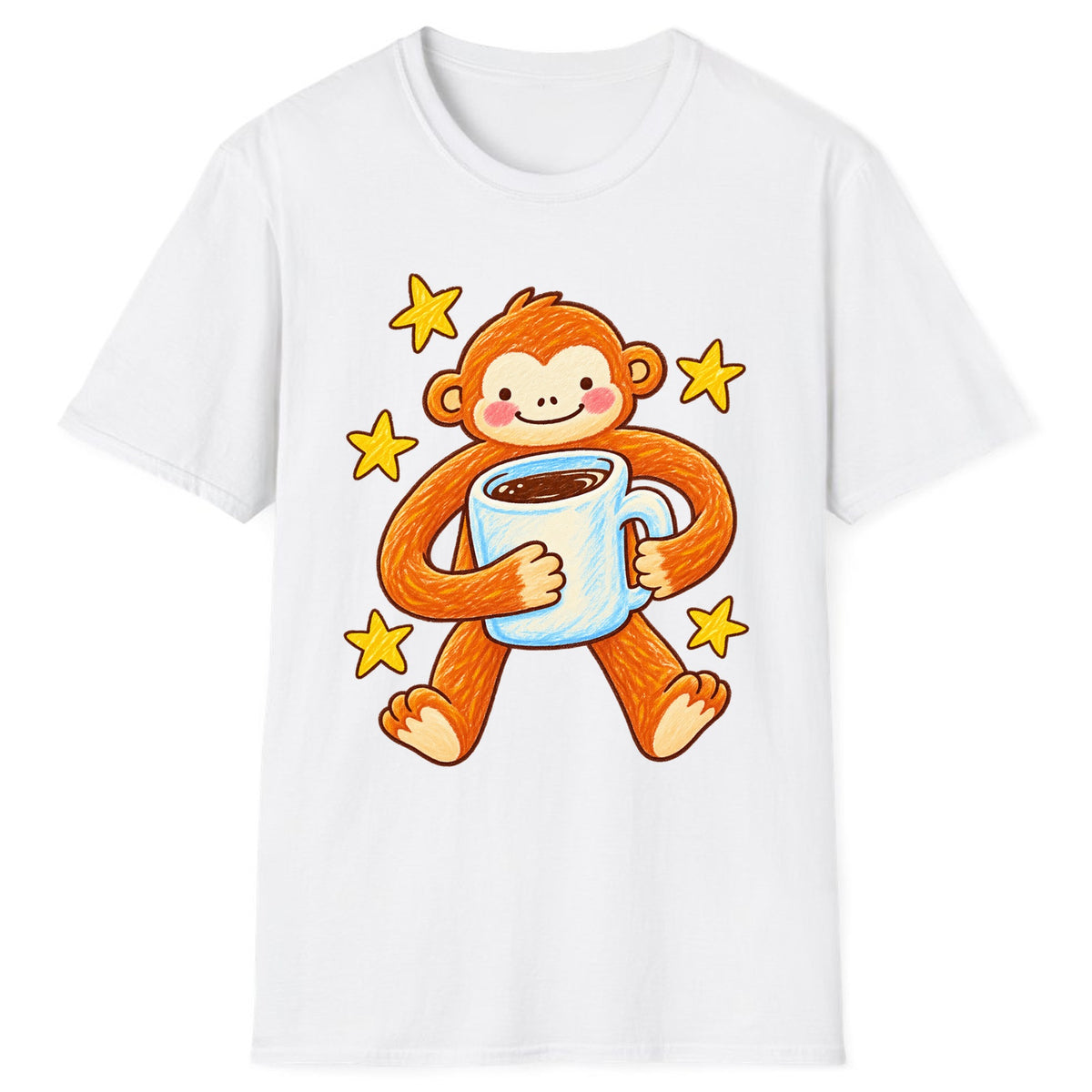 Cute Monkey Coffee Hug Classic Tee - White
