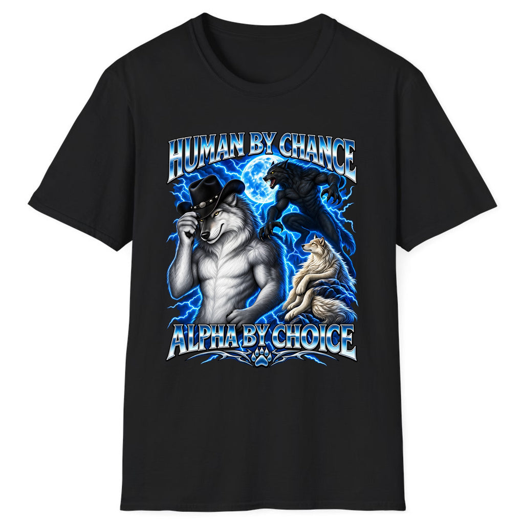 Human By Chance Alpha By Choice Wolf Classic Tee - Black