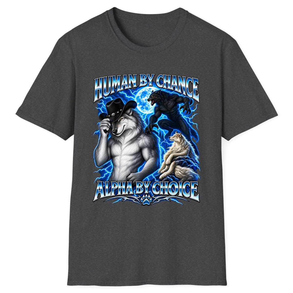Human By Chance Alpha By Choice Wolf Classic Tee - Dark Heather