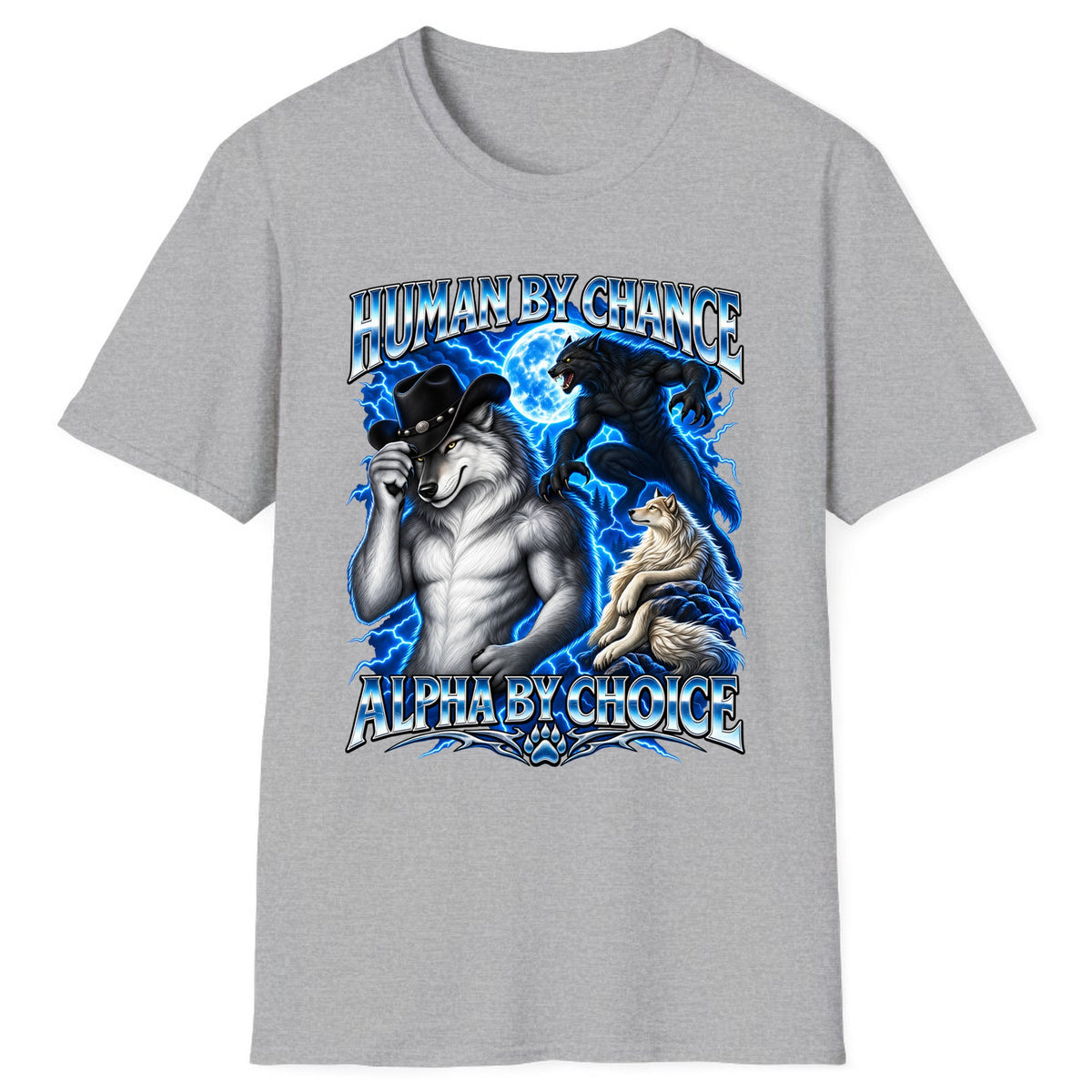 Human By Chance Alpha By Choice Wolf Classic Tee - Sport Grey