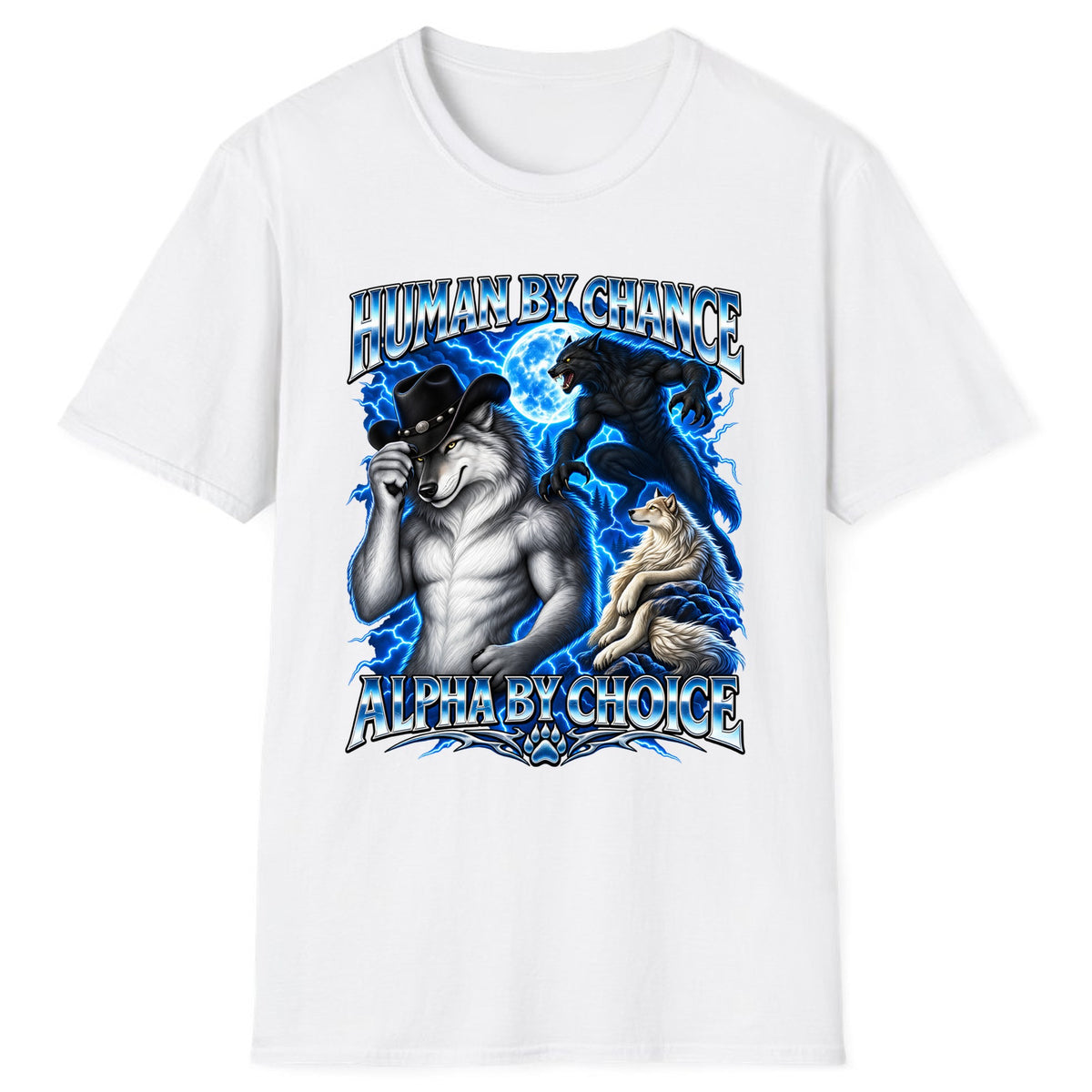 Human By Chance Alpha By Choice Wolf Classic Tee - White