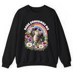 Rage Consumes Me Rainbow Kitten Crewneck Sweatshirt - Black
