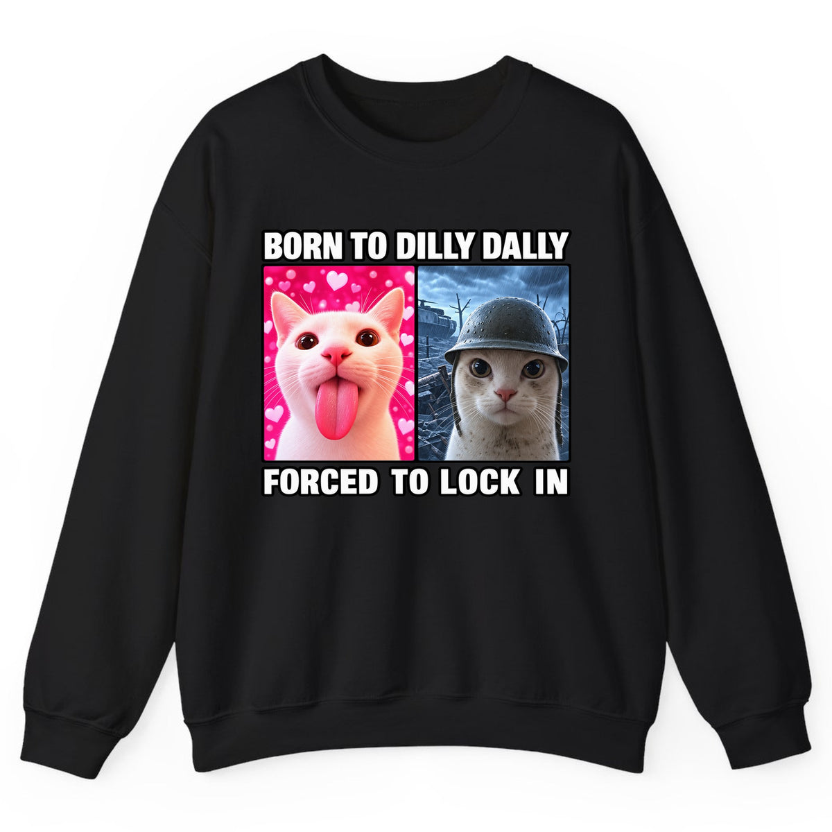 Born to Dilly Dally Forced to Lock In Crewneck Sweatshirt - Black