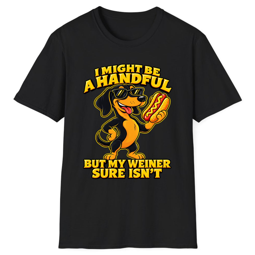 I Might Be A Handful But My Weiner Isn't Classic Tee - Black