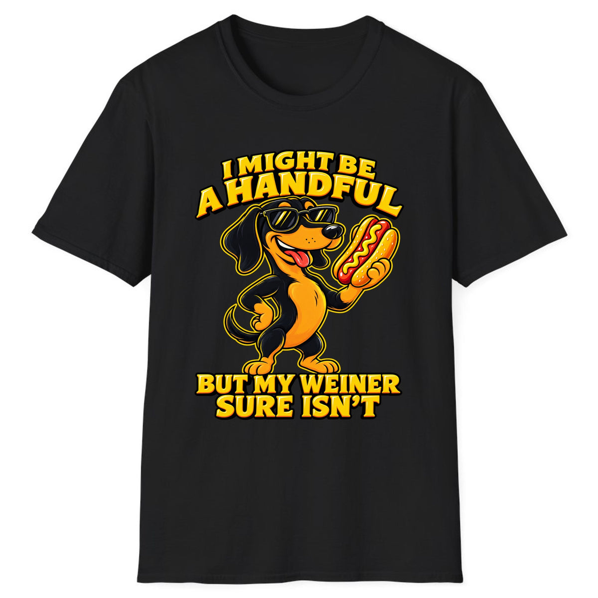 I Might Be A Handful But My Weiner Isn't Classic Tee - Black
