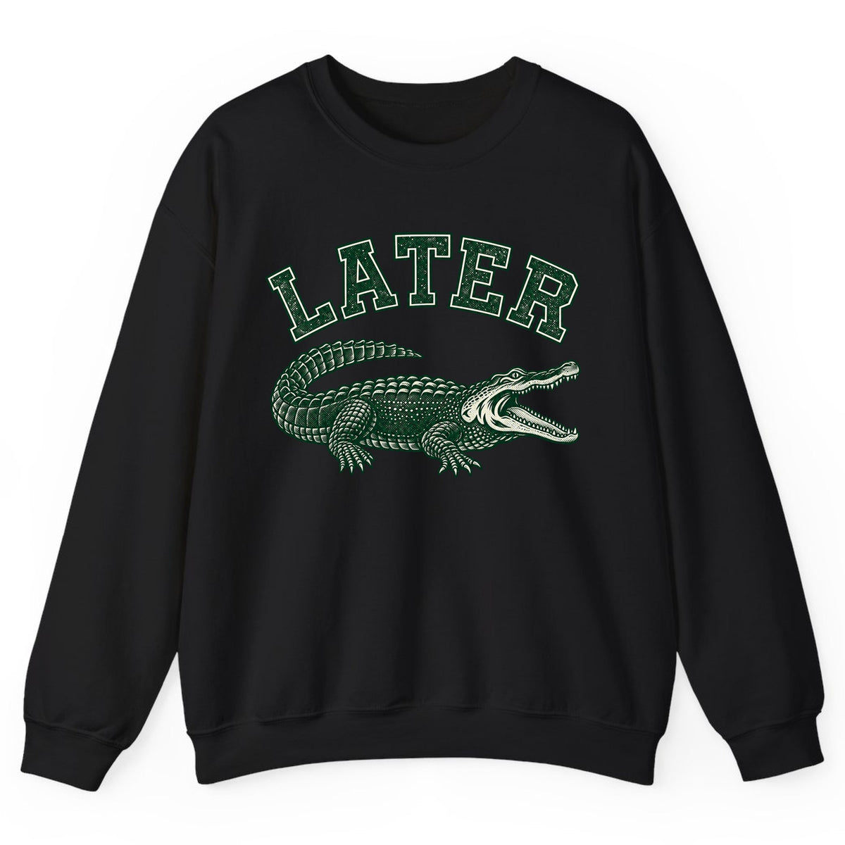 Later Alligator Vintage Varsity Crewneck Sweatshirt - Black