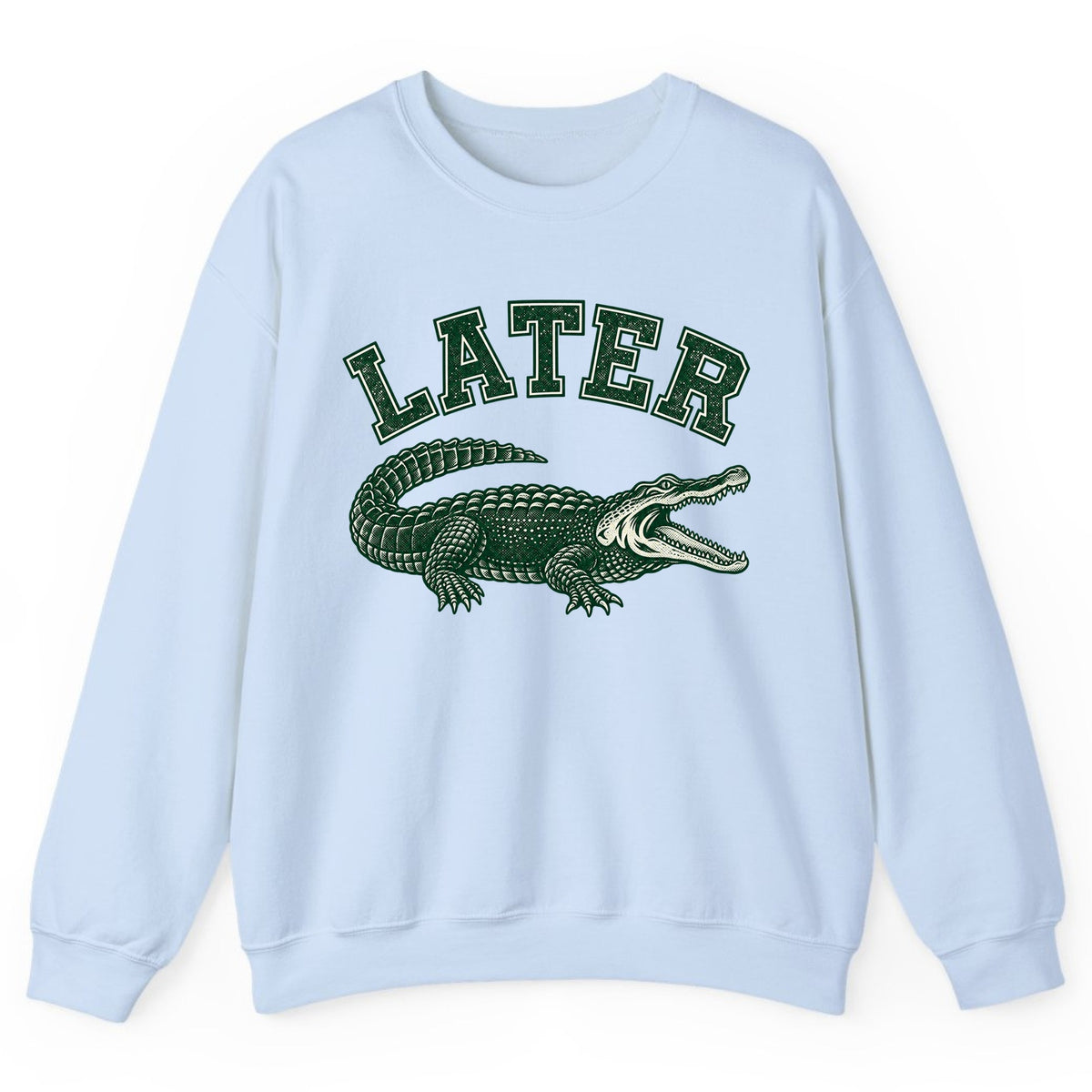 Later Alligator Vintage Varsity Crewneck Sweatshirt - Light Blue
