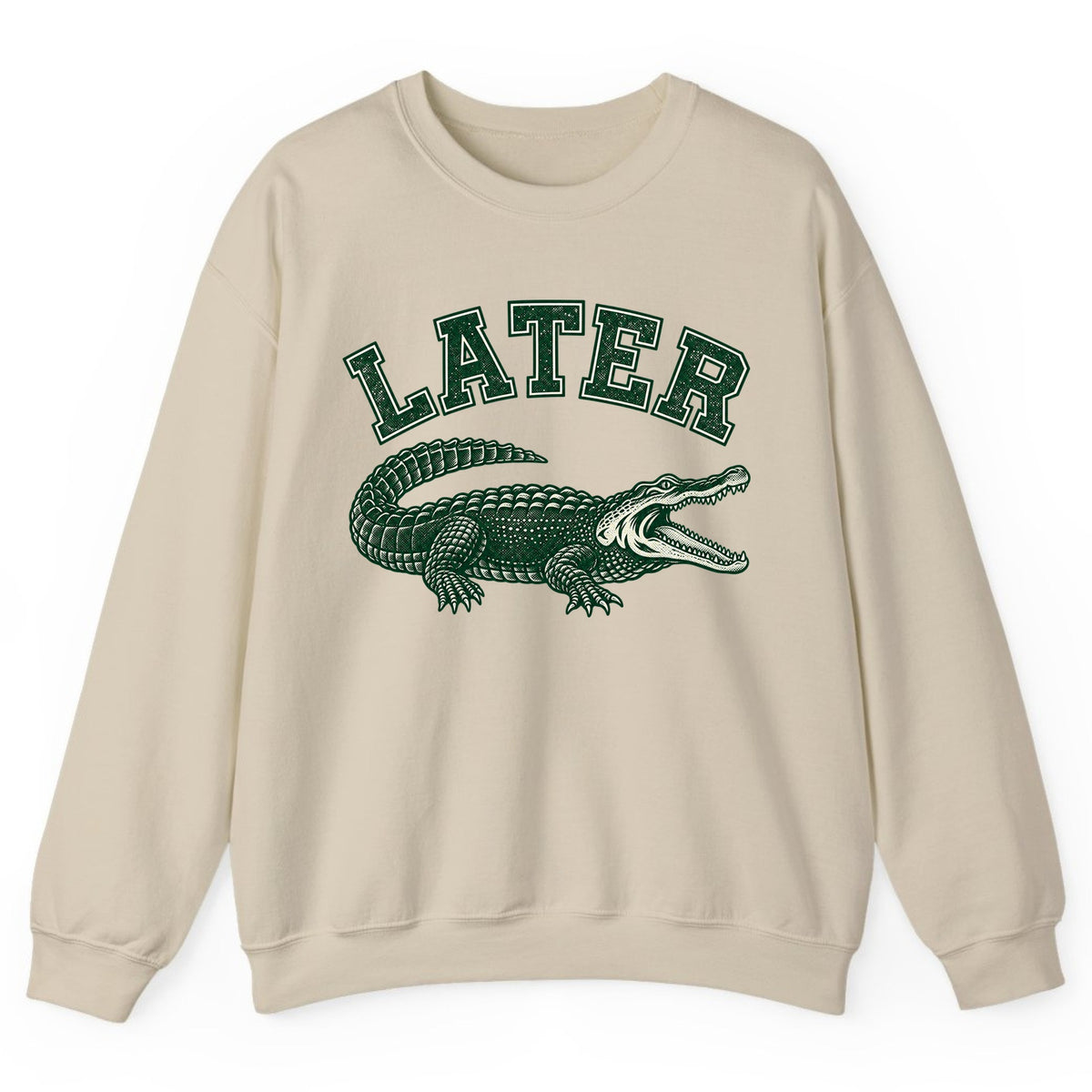 Later Alligator Vintage Varsity Crewneck Sweatshirt - Sand