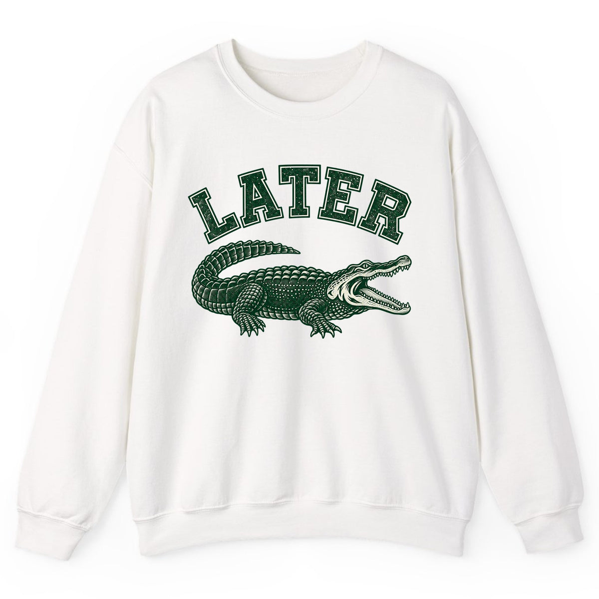 Later Alligator Vintage Varsity Crewneck Sweatshirt - White