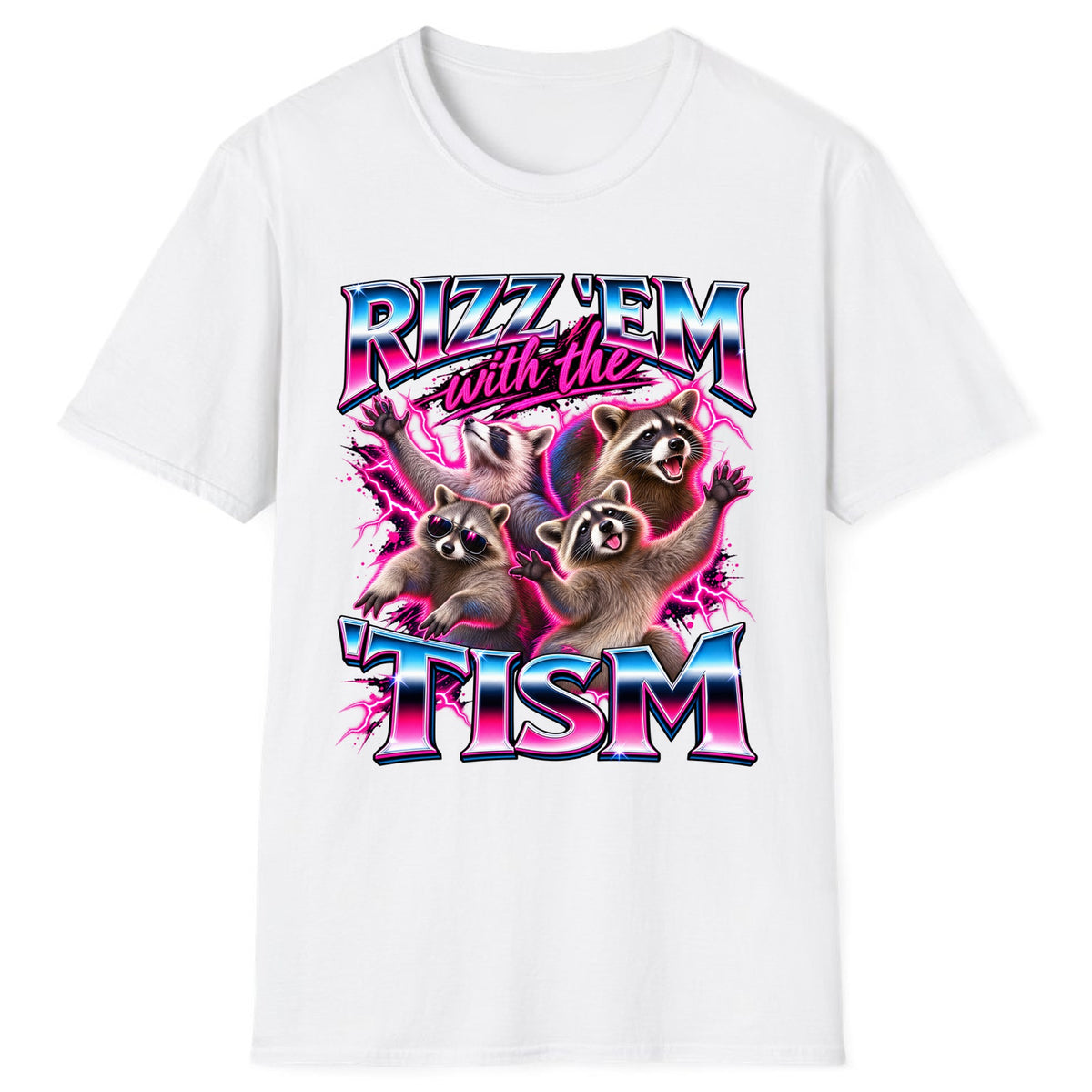 Rizz 'Em With The 'Tism Raccoons Classic Tee - White