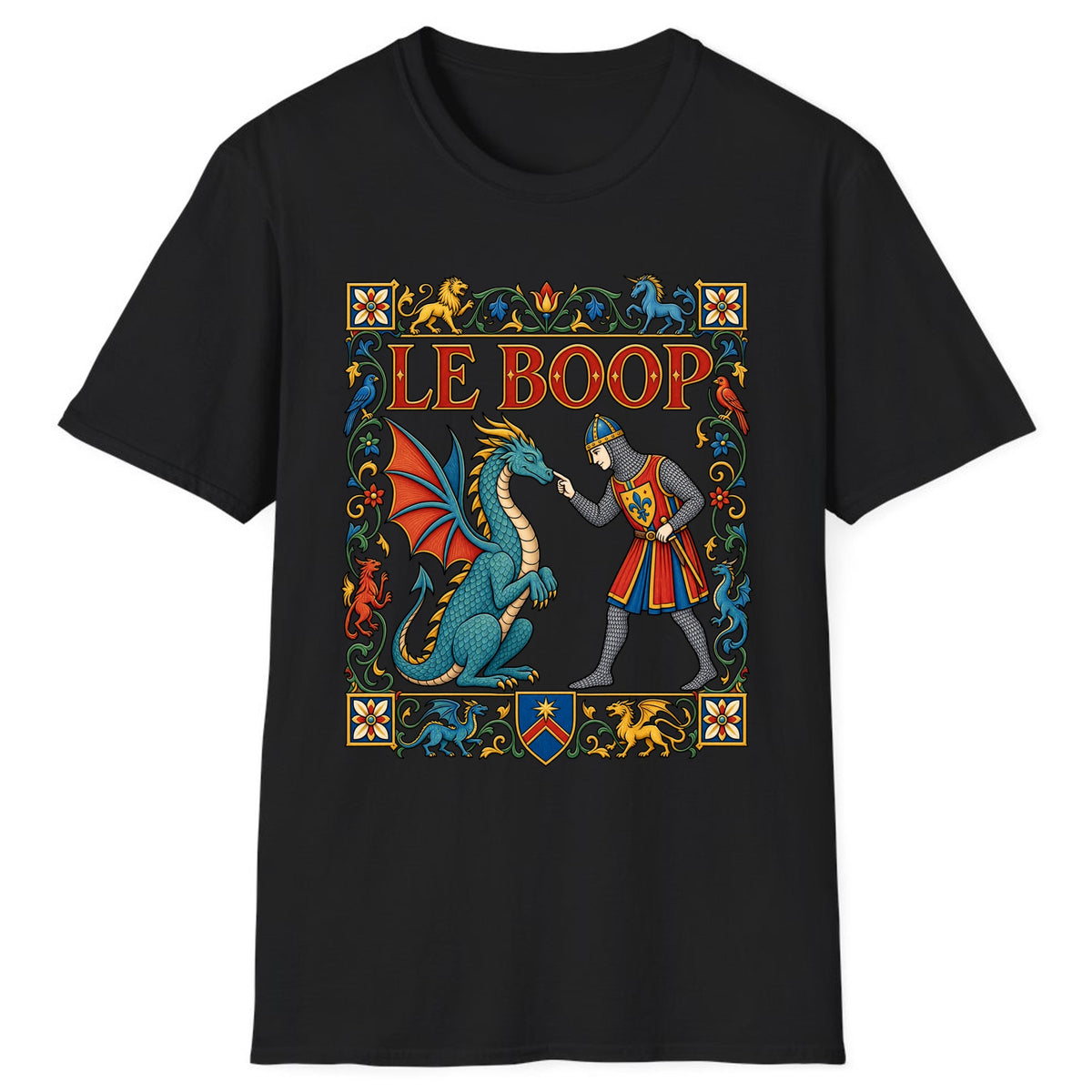 Le Boop Medieval Dragon Knight Classic Tee - Black