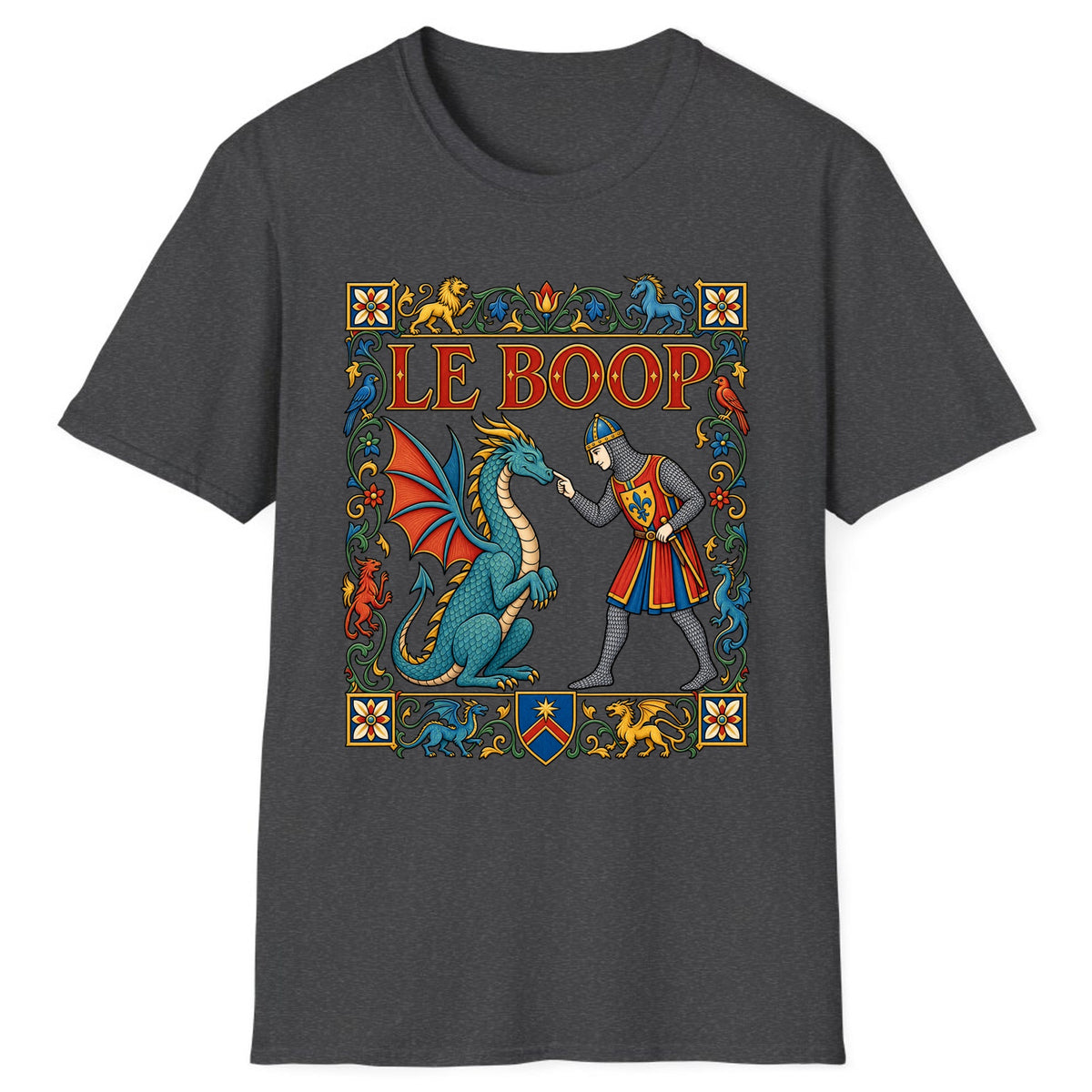 Le Boop Medieval Dragon Knight Classic Tee - Dark Heather