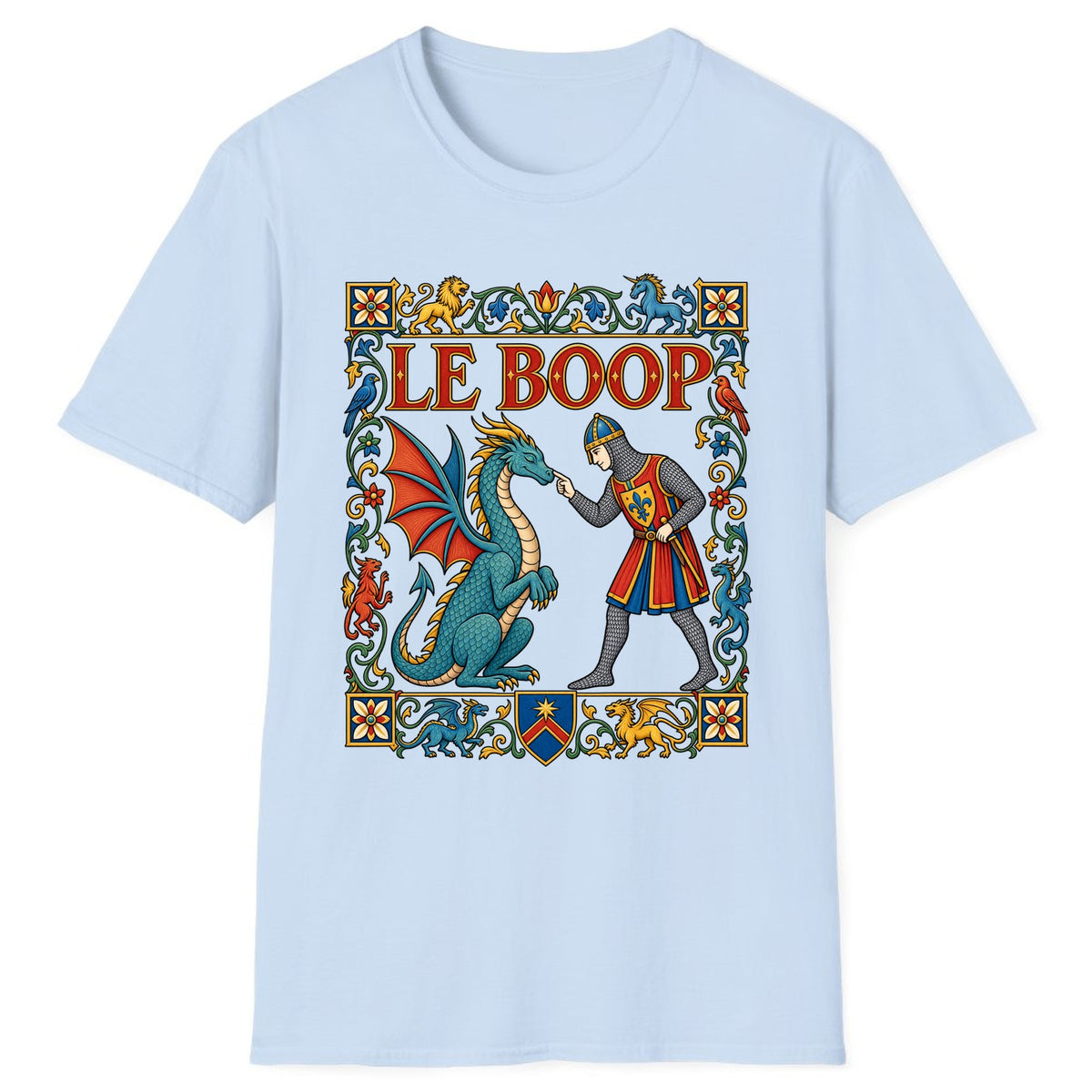 Le Boop Medieval Dragon Knight Classic Tee - Light Blue