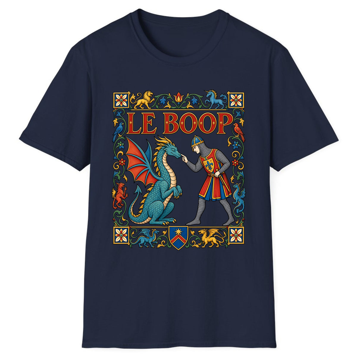 Le Boop Medieval Dragon Knight Classic Tee - Navy