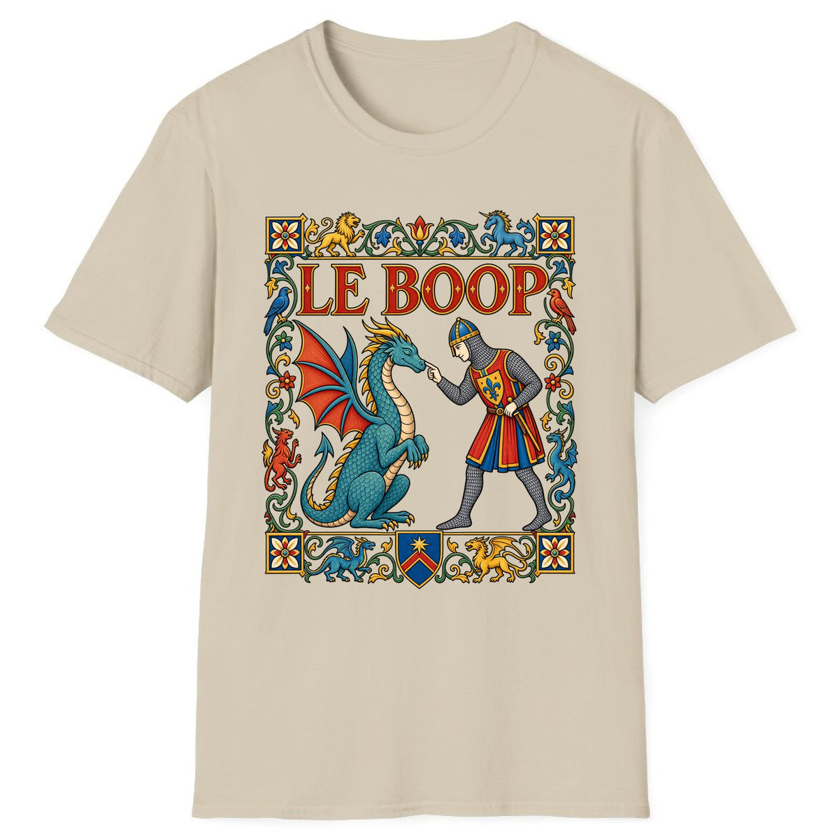 Le Boop Medieval Dragon Knight Classic Tee - Sand