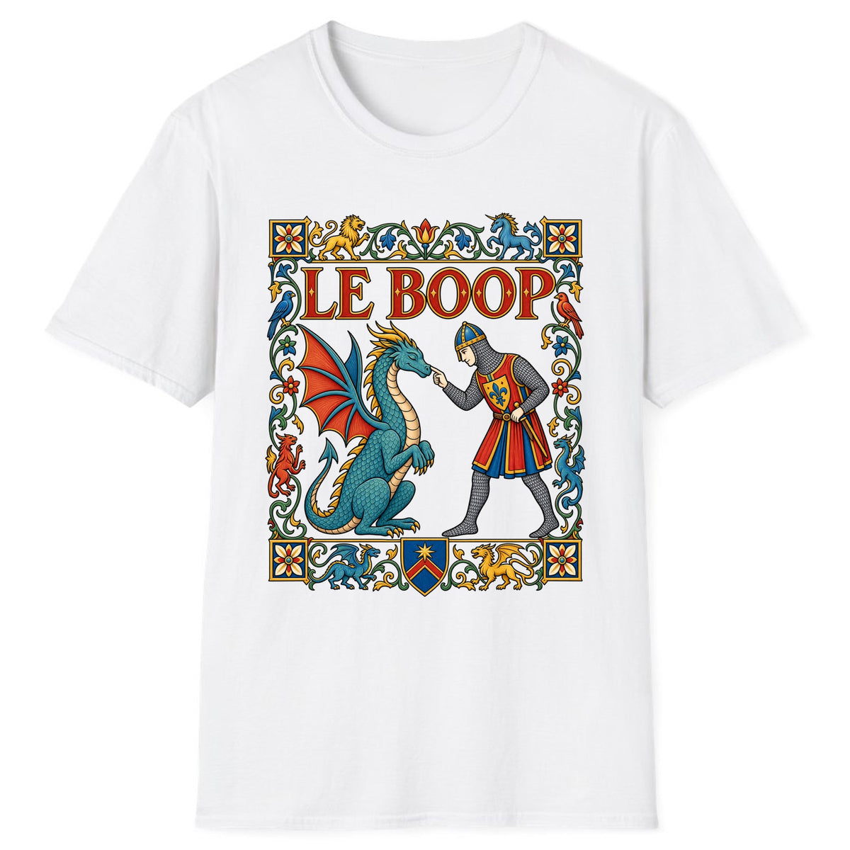 Le Boop Medieval Dragon Knight Classic Tee - White