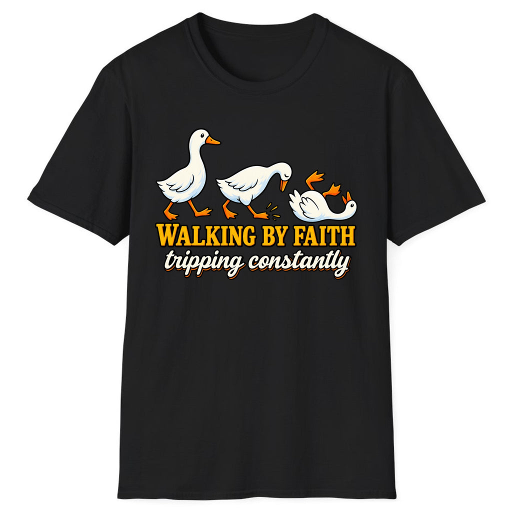 Walking By Faith Tripping Constantly Duck Classic Tee - Black