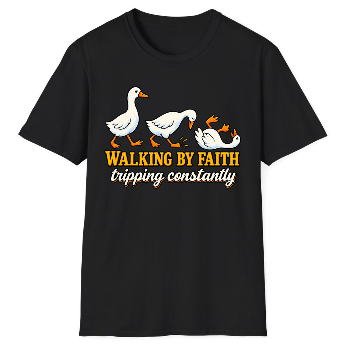 Walking By Faith Tripping Constantly Duck Classic Tee - Black