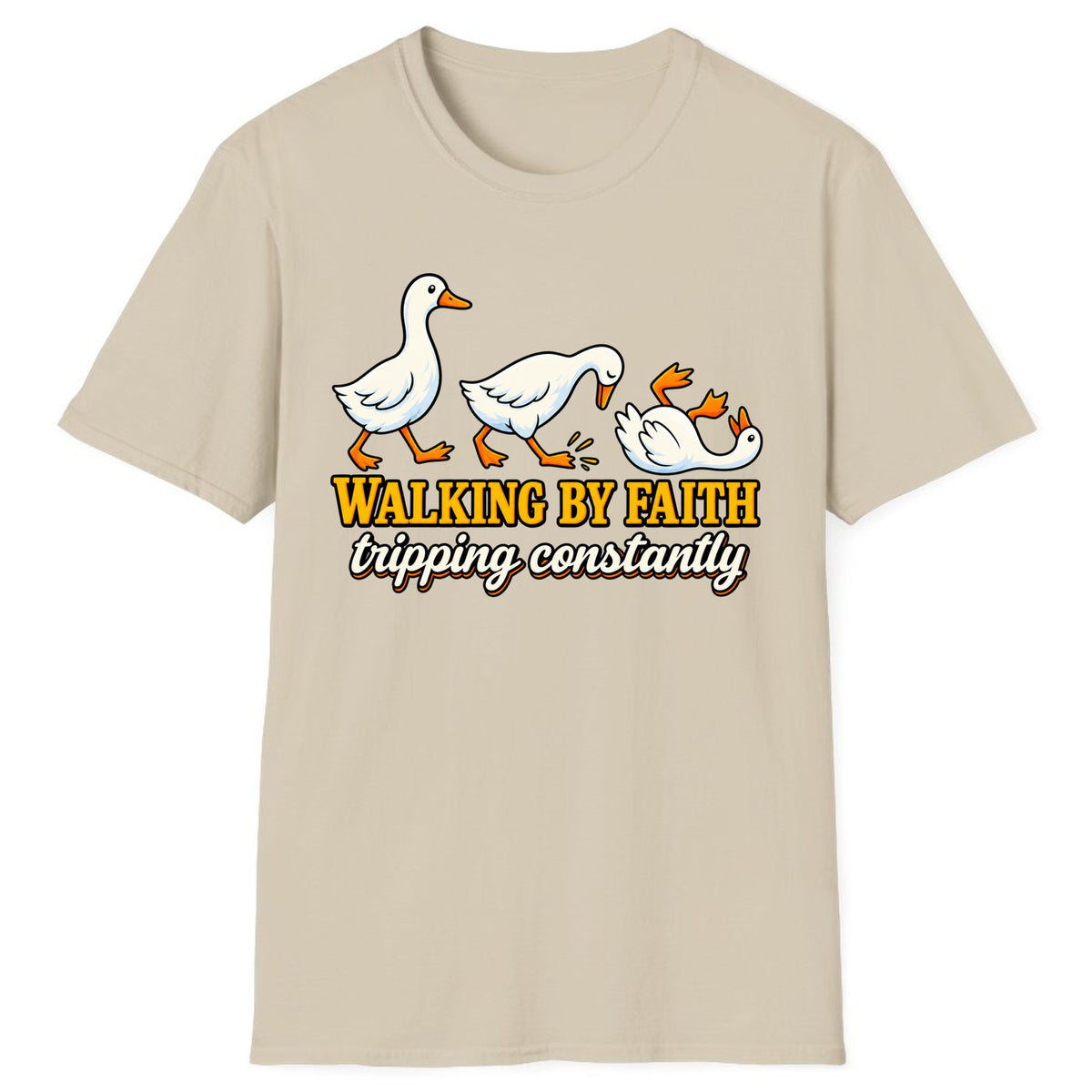 Walking By Faith Tripping Constantly Duck Classic Tee - Sand