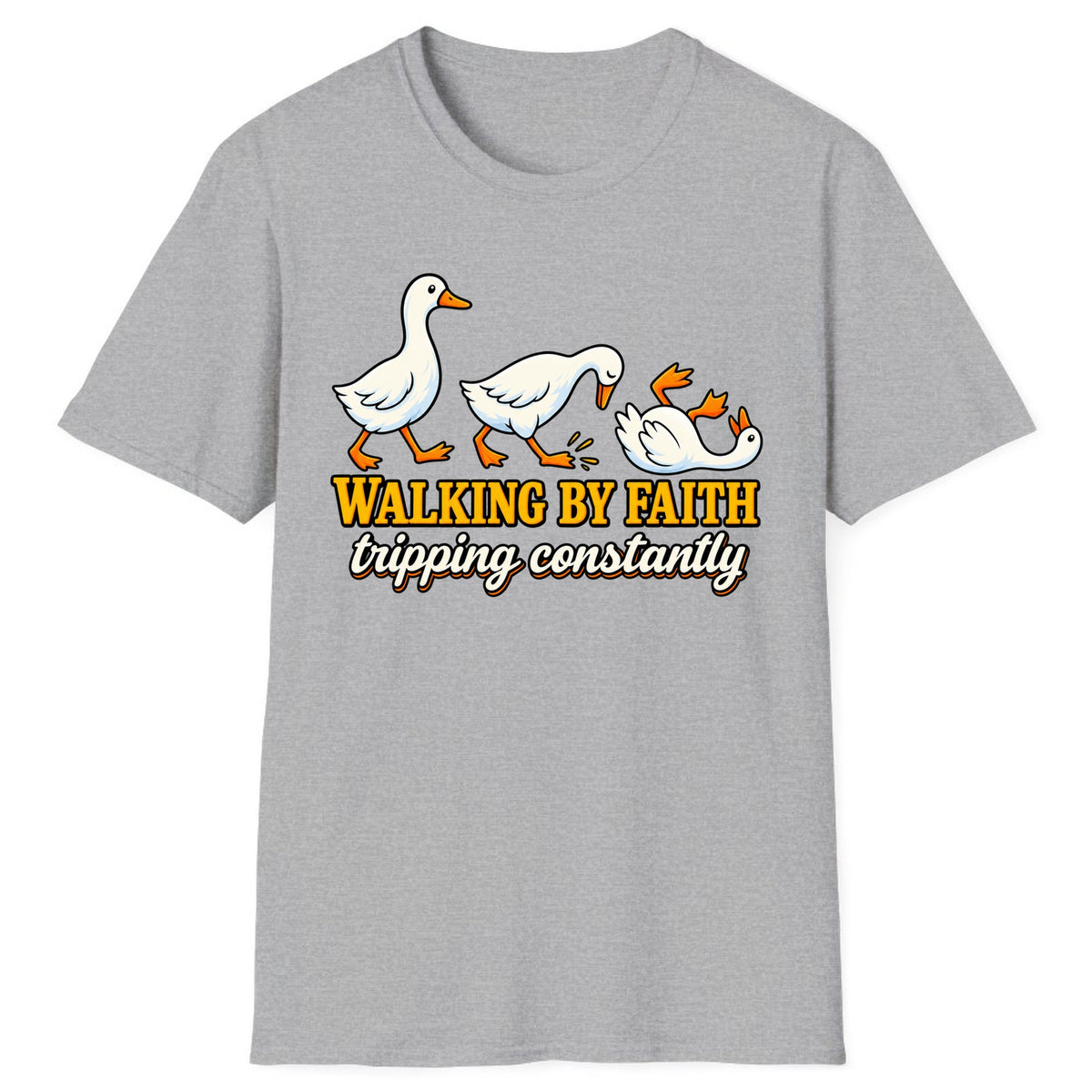 Walking By Faith Tripping Constantly Duck Classic Tee - Sport Grey