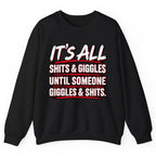 Shits and Giggles Warning Crewneck Sweatshirt - Black