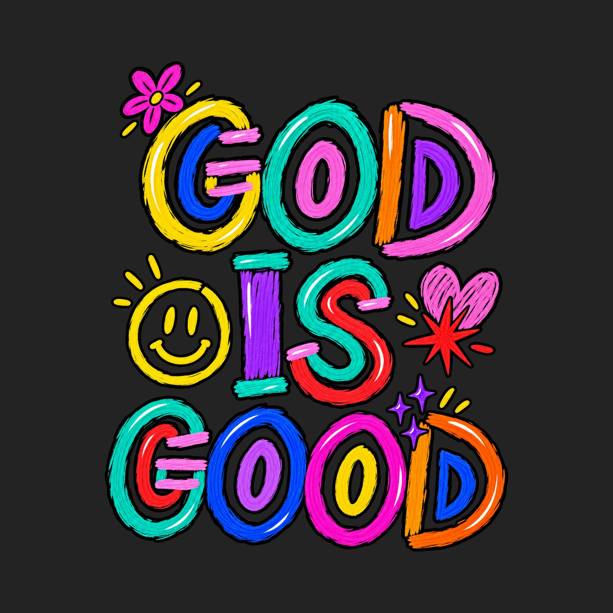 God Is Good Colorful Doodle Faith