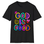 God Is Good Colorful Doodle Faith Classic Tee - Black