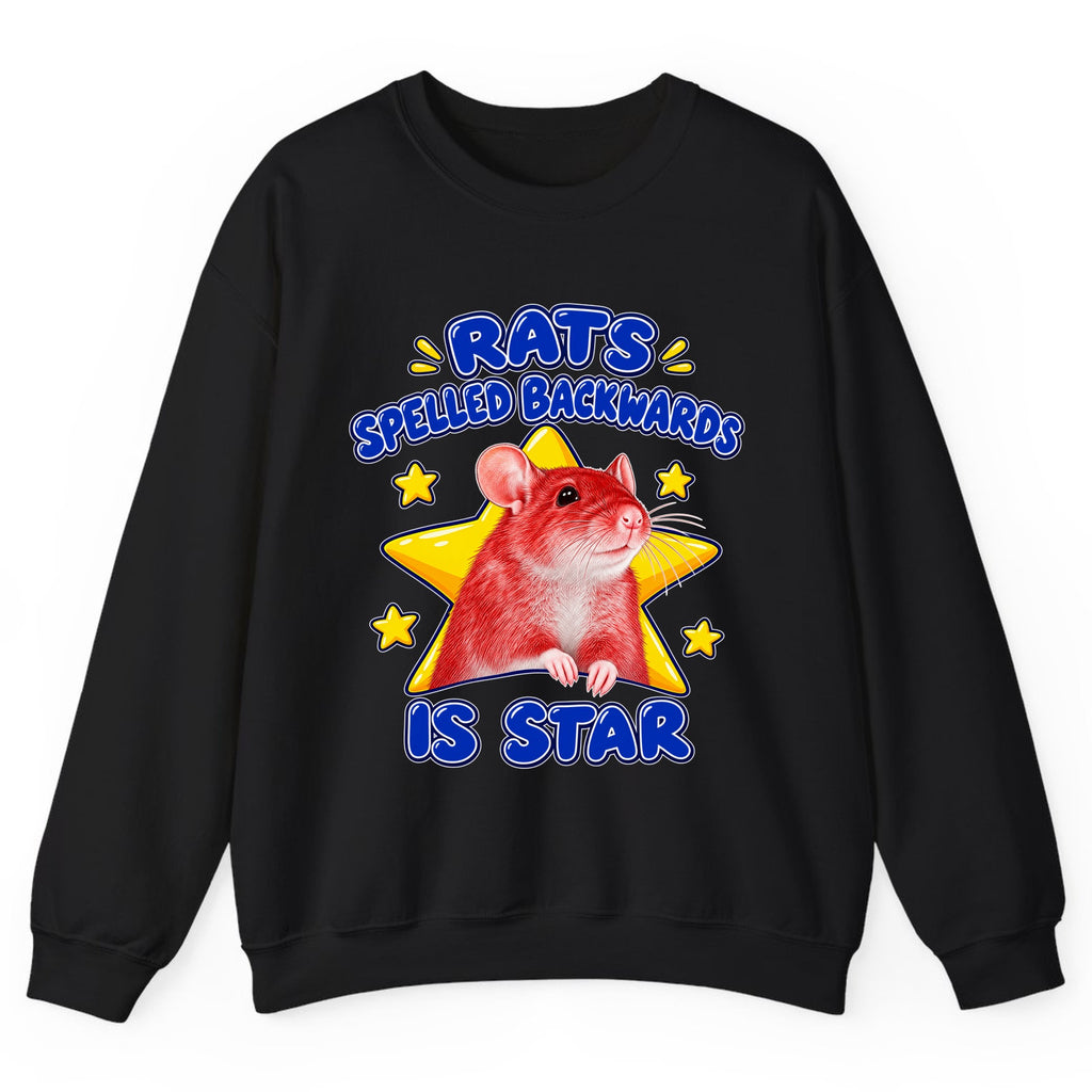 Rats Spelled Backwards Is Star Crewneck Sweatshirt - Black