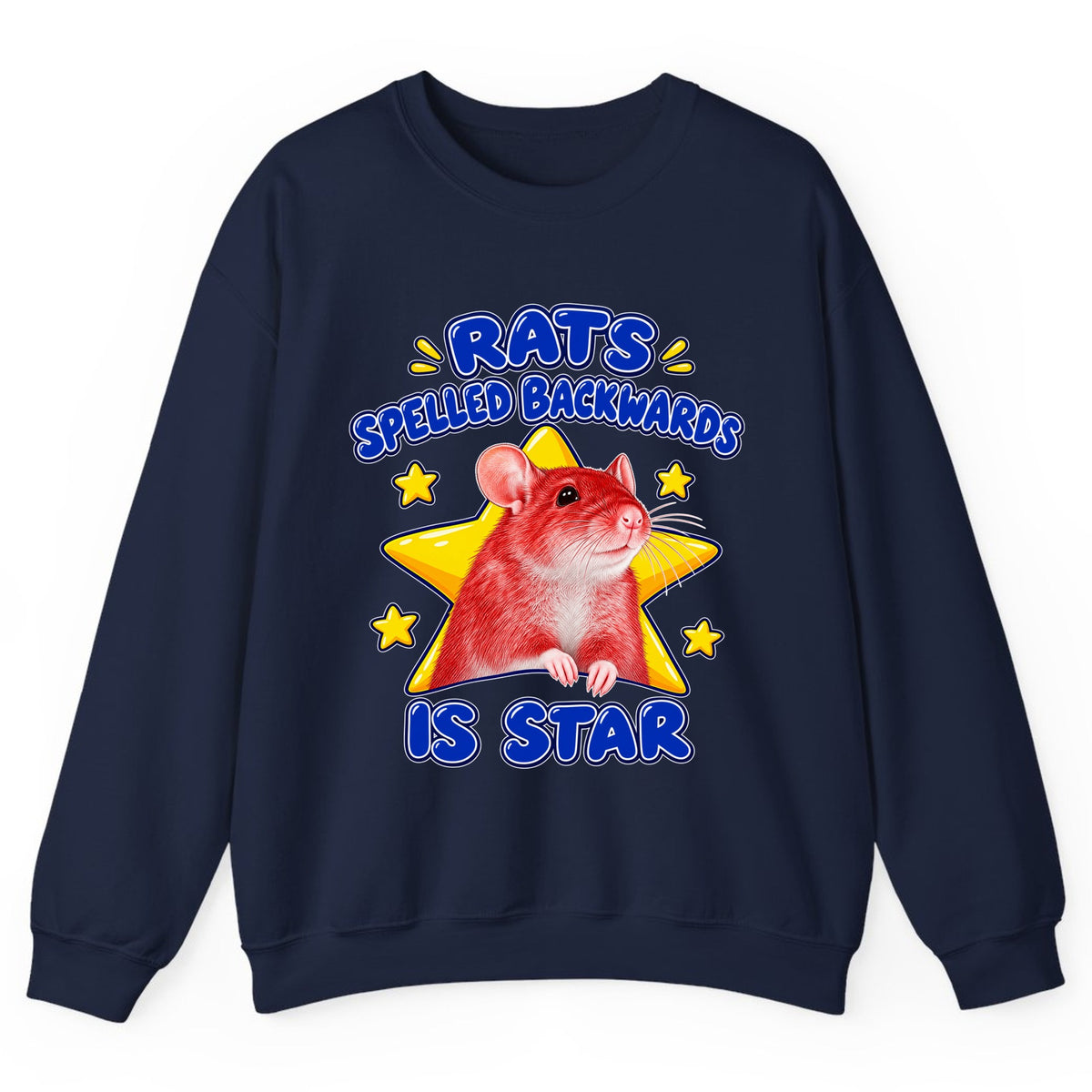 Rats Spelled Backwards Is Star Crewneck Sweatshirt - Navy