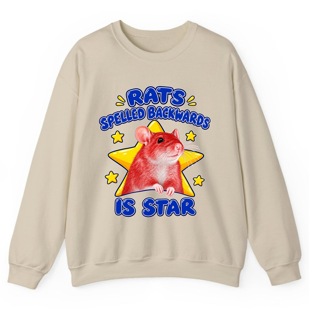Rats Spelled Backwards Is Star Crewneck Sweatshirt - Sand