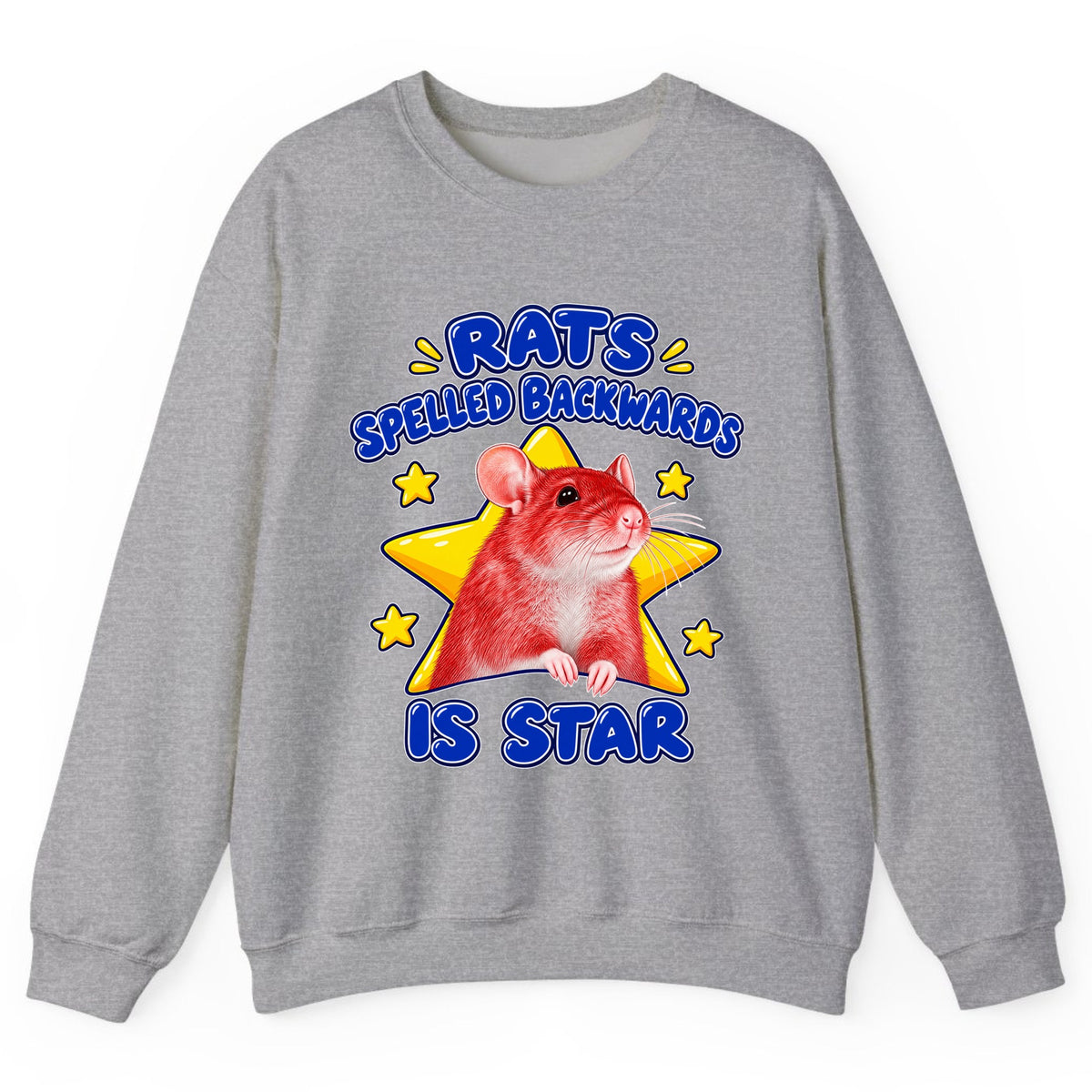 Rats Spelled Backwards Is Star Crewneck Sweatshirt - Sport Grey