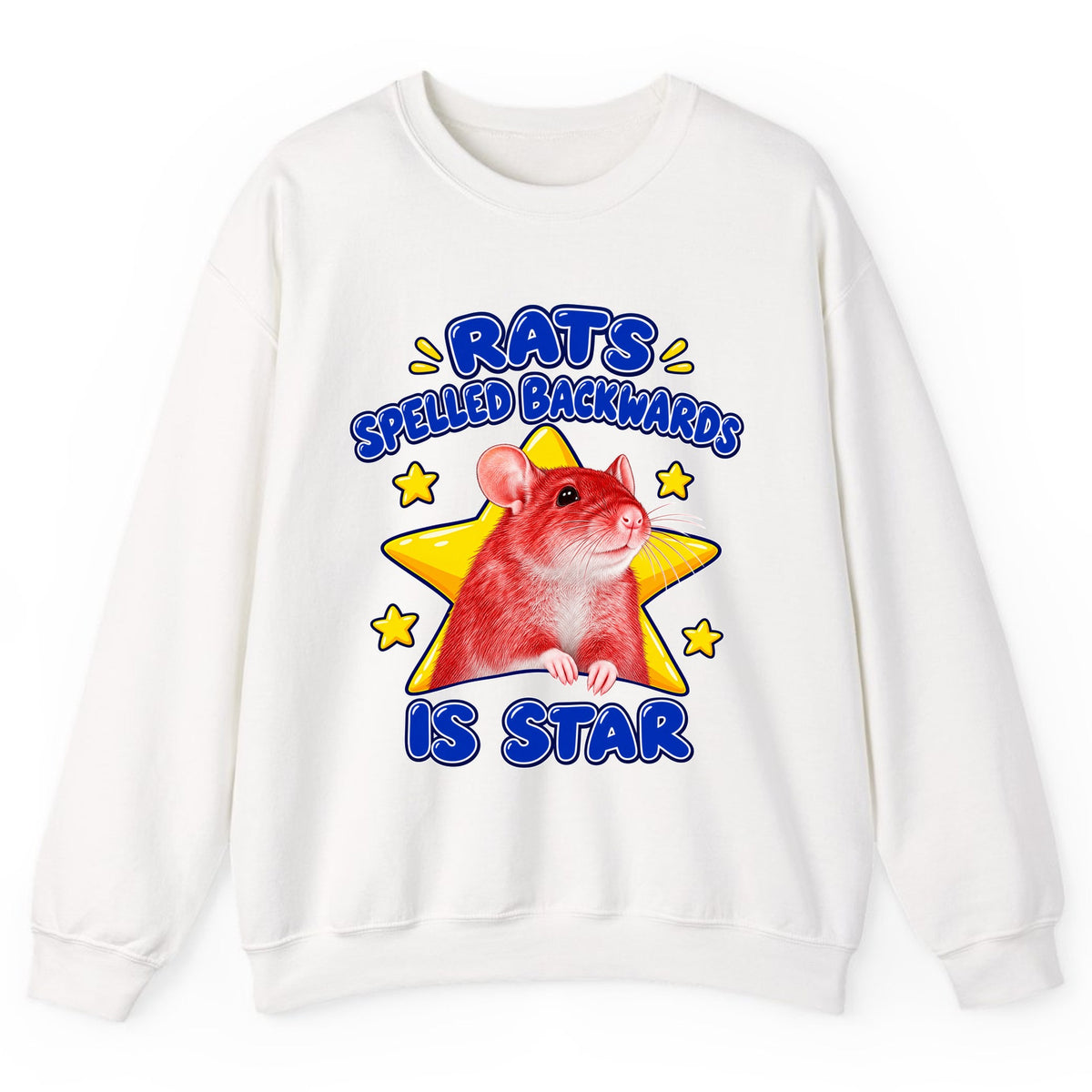Rats Spelled Backwards Is Star Crewneck Sweatshirt - White