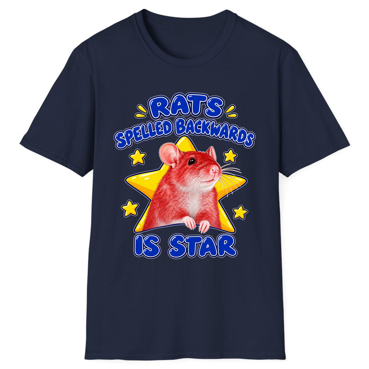Rats Spelled Backwards Is Star Classic Tee - Navy