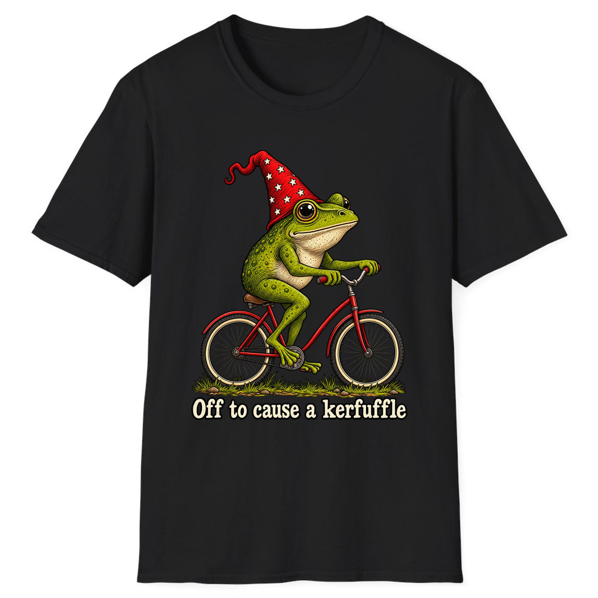 Off to Cause a Kerfuffle Frog Bike Classic Tee - Black