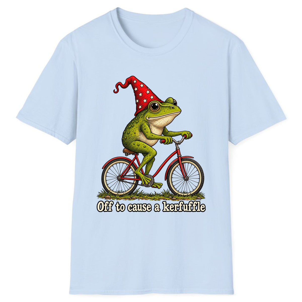Off to Cause a Kerfuffle Frog Bike Classic Tee - Light Blue